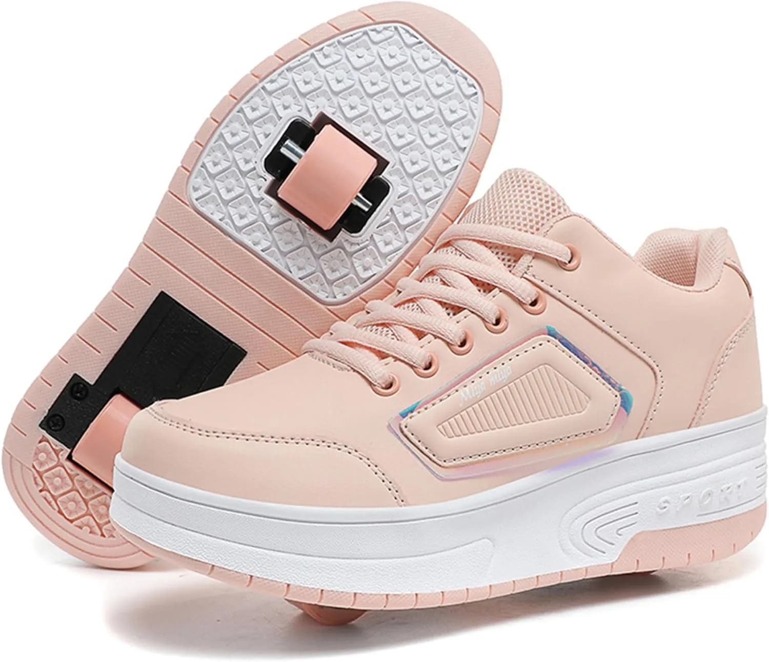 Kids Roller Skate Shoes with Wheels Roller Sneakers for Boys Girls Kids Deformation Wheeled Shoes ﻿