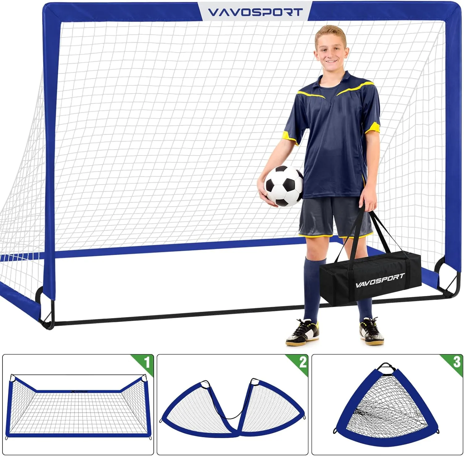 Kids Soccer Goals for Backyard Set - 2 of 6x4 ft Portable Soccer Goal Training Equipment, Practice Soccer Net with Soccer Ball, Cones, Bag, Soccer Set for Kids Youth Toddler Games, Sports Outdoor Play