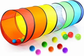 Kids Play Tunnel Set for Toddlers Double Tunnels for Indoor and Outdoor Fun | Pop-Up Crawl Tunnels for Babies, Toddlers, and Pets | Easy to Set Up, Store, and Transport | Durable and Breathable