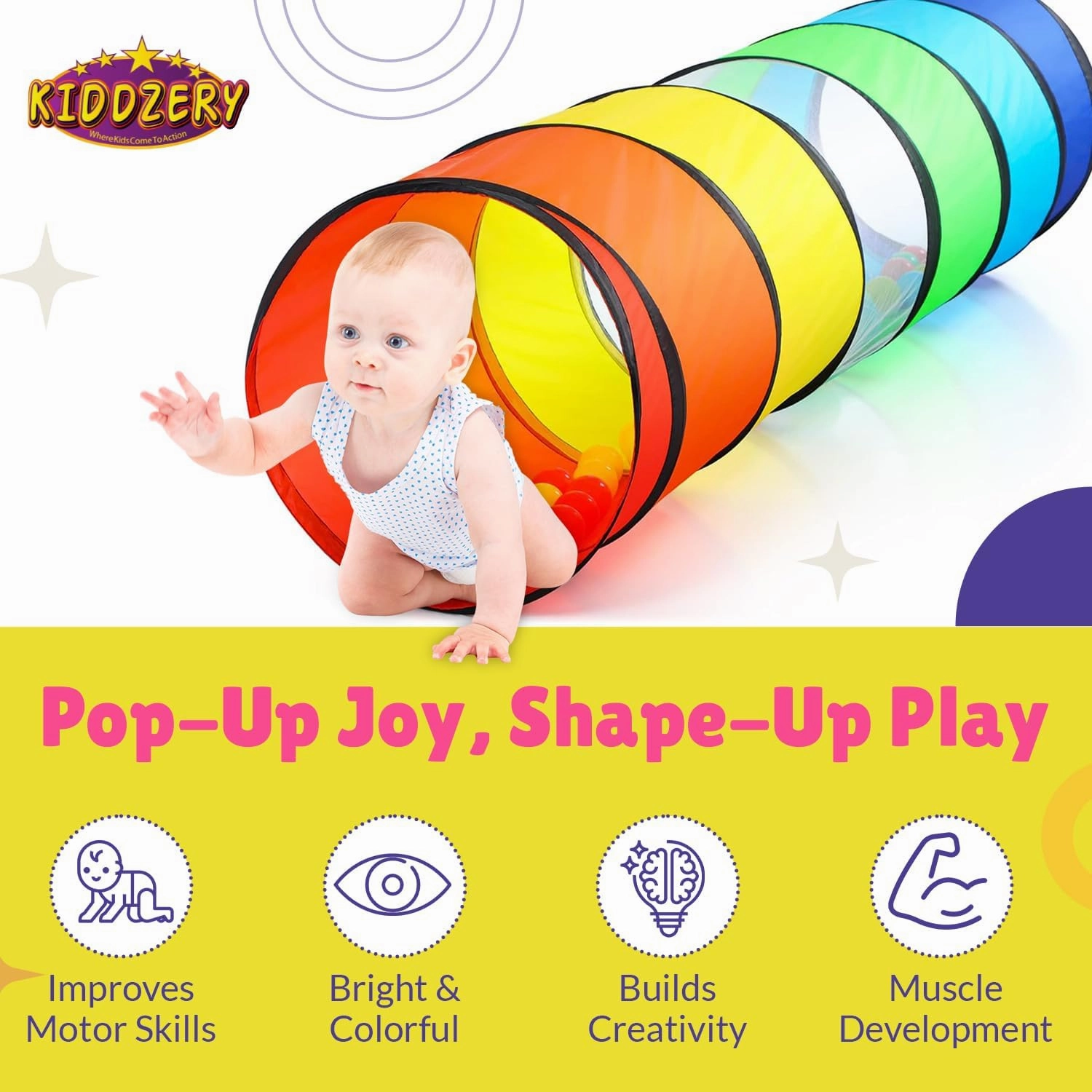 Kids Play Tunnel Set for Toddlers Double Tunnels for Indoor and Outdoor Fun | Pop-Up Crawl Tunnels for Babies, Toddlers, and Pets | Easy to Set Up, Store, and Transport | Durable and Breathable