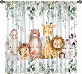 Kids Safari Animal Curtains Woodland Wildlife Jungle Animals Window Treatments for Boys Girls Bedroom Cute Cartoon Lion Nursery Children Drapes for Living Room W42xL54(Decor)