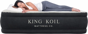 King Koil Full Size Plush Pillow Top Inflatable Air Mattress with Built-in Pump High-Speed Pump for Home, Camping, Guests, Luxury Double High Adjustable Blow Up Bed, Waterproof, 1-Year Warranty.