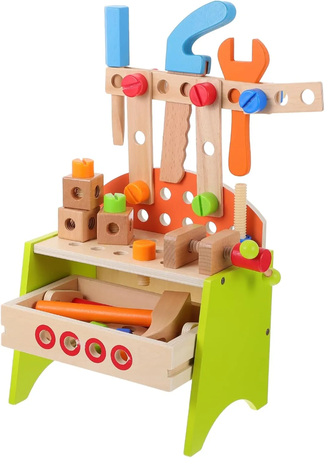 Kisangel 1set Boy Girl Wooden Tool Table Toy Nut Assembly Plaything Fun Assembling Tool for Boys and Girls Educational Hand-Eye Coordination Toy Playset for Boys and Girls
