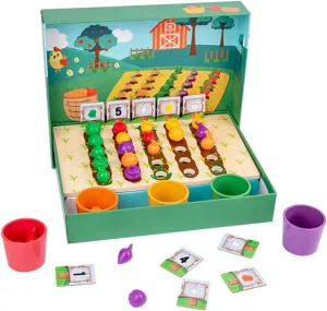 Kisangel 1set Wooden Vegetable Farm Sorting Cups Toy Educational Plaything for Fruit and Vegetable Classification Develops Hand-Eye Coordination Counting Skills for Cognitive Learning