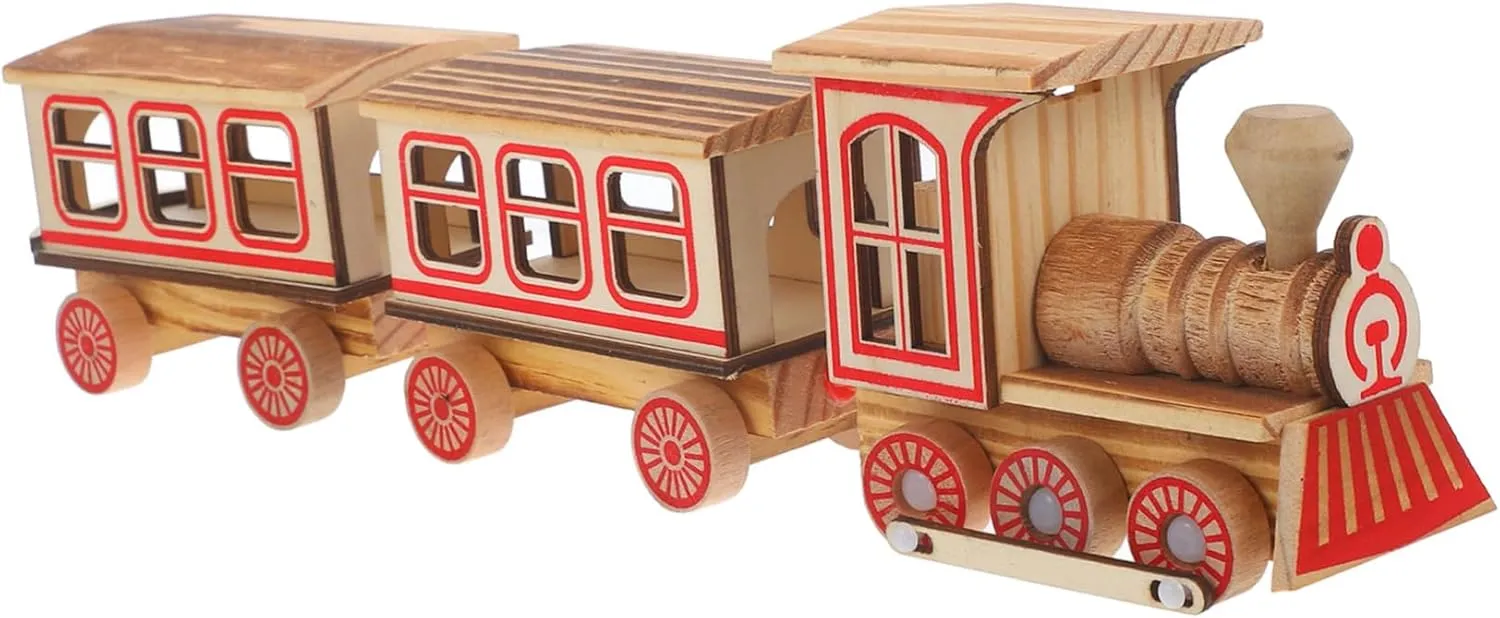 Kisangel Train Model Toys Wooden Railroad Set Boys and Girls' Electric Train Simulation Toy Decorative Props Photo Props