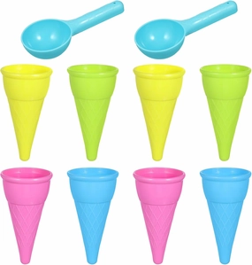 Kisangel 10pcs Plastic Ice Cream Cones Kids Ice Cream Scoop Set Outdoor Beach Toys Kids Sand Mold Toys for Seaside Play Sand Toys(Random Color)