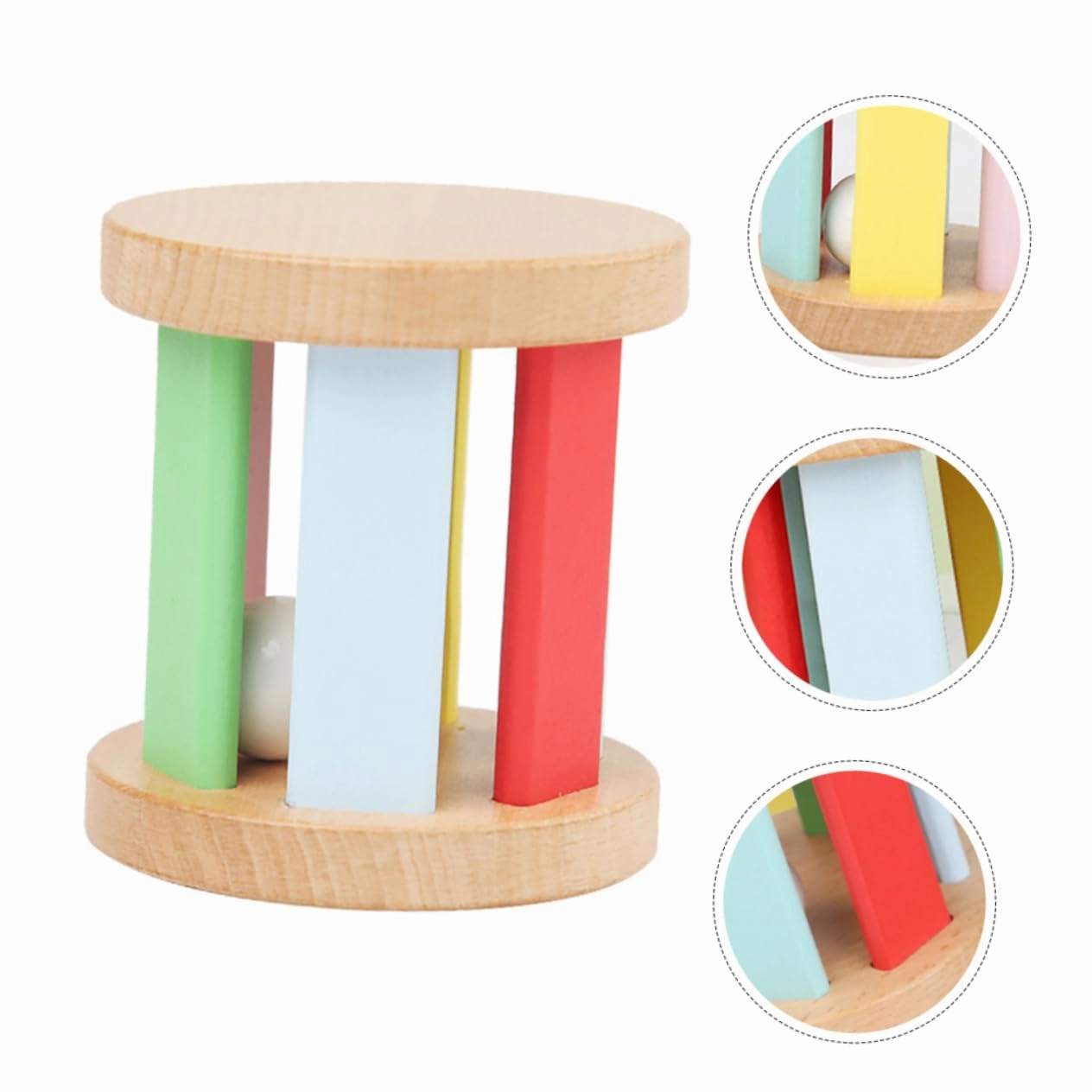 Kisangel Wooden Rattle Lightweight Sensory Instrument for Newborns for Indoor Promotes Hand Eye Coordination Parent Interaction Craftsmanship Present