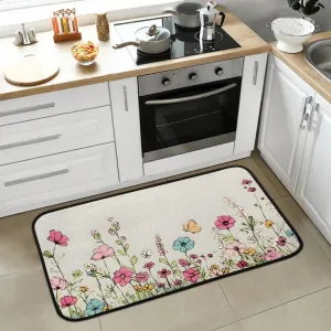 Kitchen Rugs Non Slip Washable - Anti Fatigue Cushioned Kitchen Mats for Floor, Absorbent Comfort Mat 39 X 20 Inch, Floor Rugs Mat Home Decor for Sink Office Laundry (Colorful Flower)