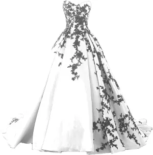 Kivary Gothic Black Satin Lace V Neck A Line Long Prom Corset Wedding Dresses