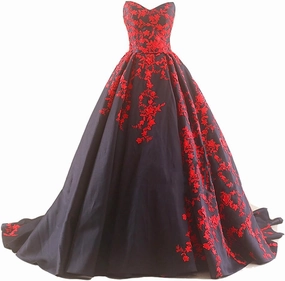Kivary Gothic Black Satin Lace V Neck A Line Long Prom Corset Wedding Dresses
