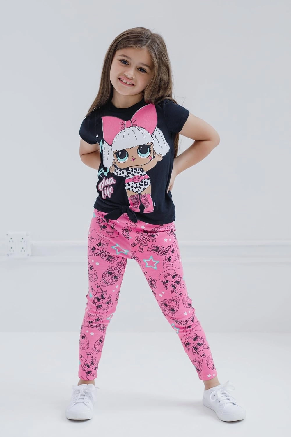 L.O.L. Surprise! Neon QT Bon Bon Diva Queen Bee Touchdown Roller Sk8er T-Shirt and Leggings Outfit Set Toddler to Big Kid