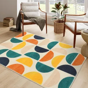 Lahome Boho Area Rug, 3X5 Rug for Bedroom Non-Slip Colorful Rugs, Soft Foldable Washable Rug Low-Pile Throw Rugs for Living Kids Dining Room Classroom Office Entryway(Blue/Mulit,3'x5')
