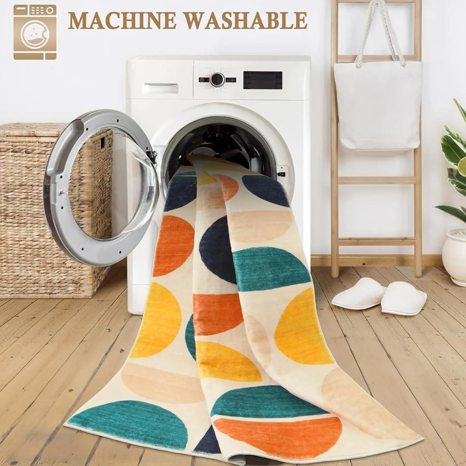Lahome Boho Area Rug, 3X5 Rug for Bedroom Non-Slip Colorful Rugs, Soft Foldable Washable Rug Low-Pile Throw Rugs for Living Kids Dining Room Classroom Office Entryway(Blue/Mulit,3'x5')
