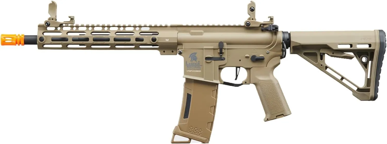 Lancer Tactical Gen 3 Programmable Trigger Hellion MLOCK 10" Delta Stock Lightweight Durable Polymer M4 Airsoft AEG w/Lipo Battery & Charger (ETU & MOSFET Included)