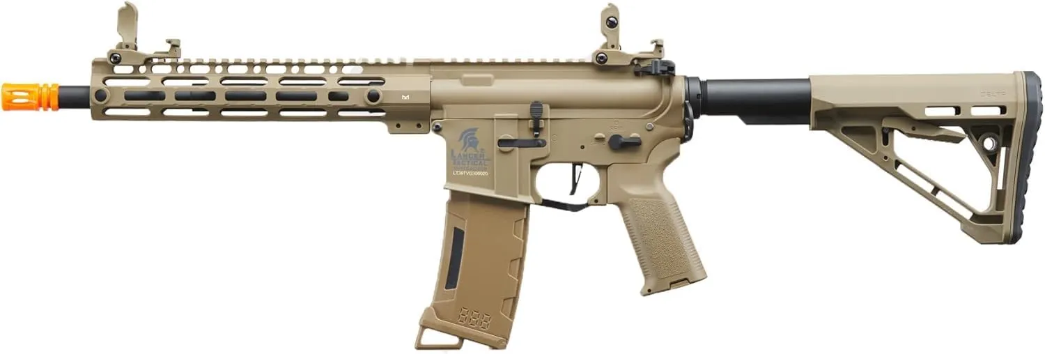 Lancer Tactical Gen 3 Programmable Trigger Hellion MLOCK 10" Delta Stock Lightweight Durable Polymer M4 Airsoft AEG w/Lipo Battery & Charger (ETU & MOSFET Included)