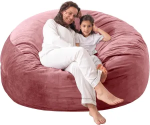 Large Bean Bag Chair: 3 ft Memory Foam Bean Bag Chairs for Adults/Kids,Bean Bag Chair with Fillings,Soft Faux Fur Fabric - Dutch Velvet, Pink, 3 Foot