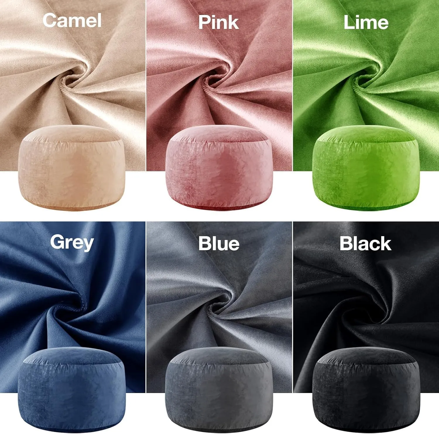 Large Bean Bag Chair: 3 ft Memory Foam Bean Bag Chairs for Adults/Kids,Bean Bag Chair with Fillings,Soft Faux Fur Fabric - Dutch Velvet, Silver Grey, 3 Foot