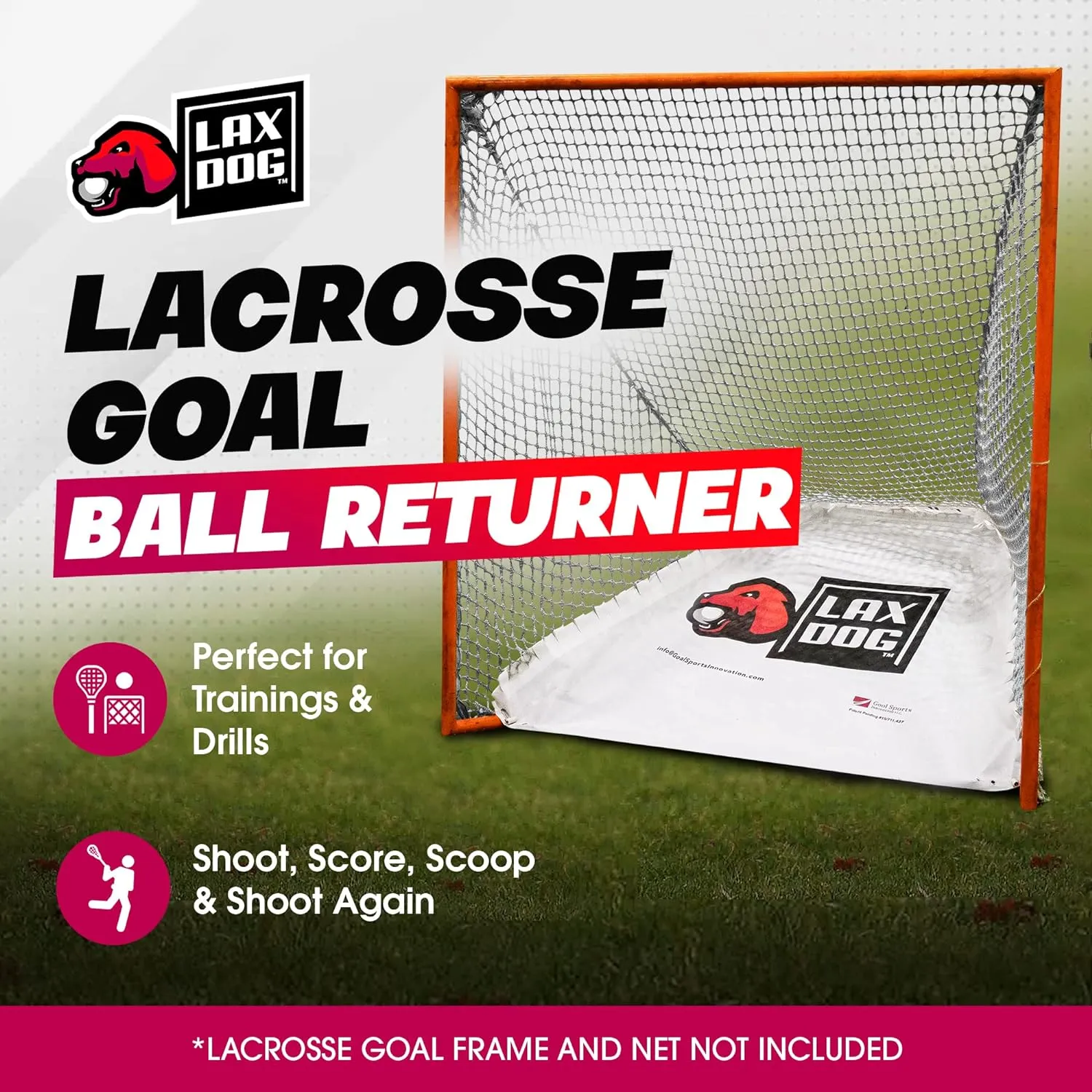 Lax Dog Lacrosse Goal Ball Return/Retriever Insert for Lacrosse Goals by Goal Sports Innovation, A Lacrosse rebounder for Shooting Training Practice