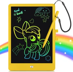 LCD Writing Tablet Doodle Board, 10 Inch Colorful Toddler Drawing Pad, Ideal Travel Essential & Kid Toy for 3-8 Year-Old Boys & Girls（Yellow）