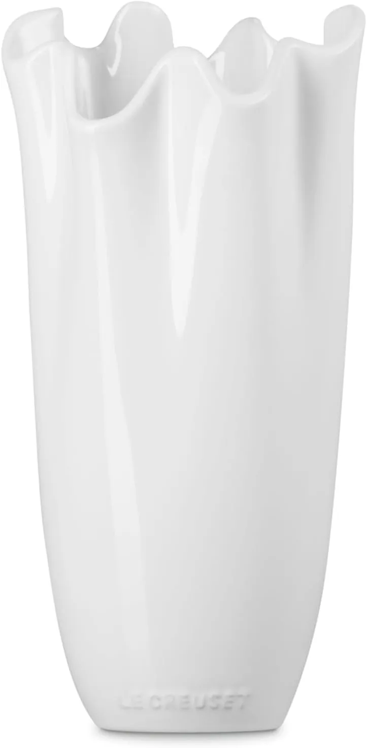 Le Creuset Stoneware Iris Vase, 12", White
