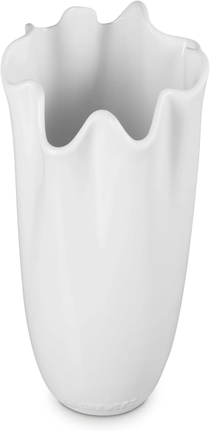 Le Creuset Stoneware Iris Vase, 12", White