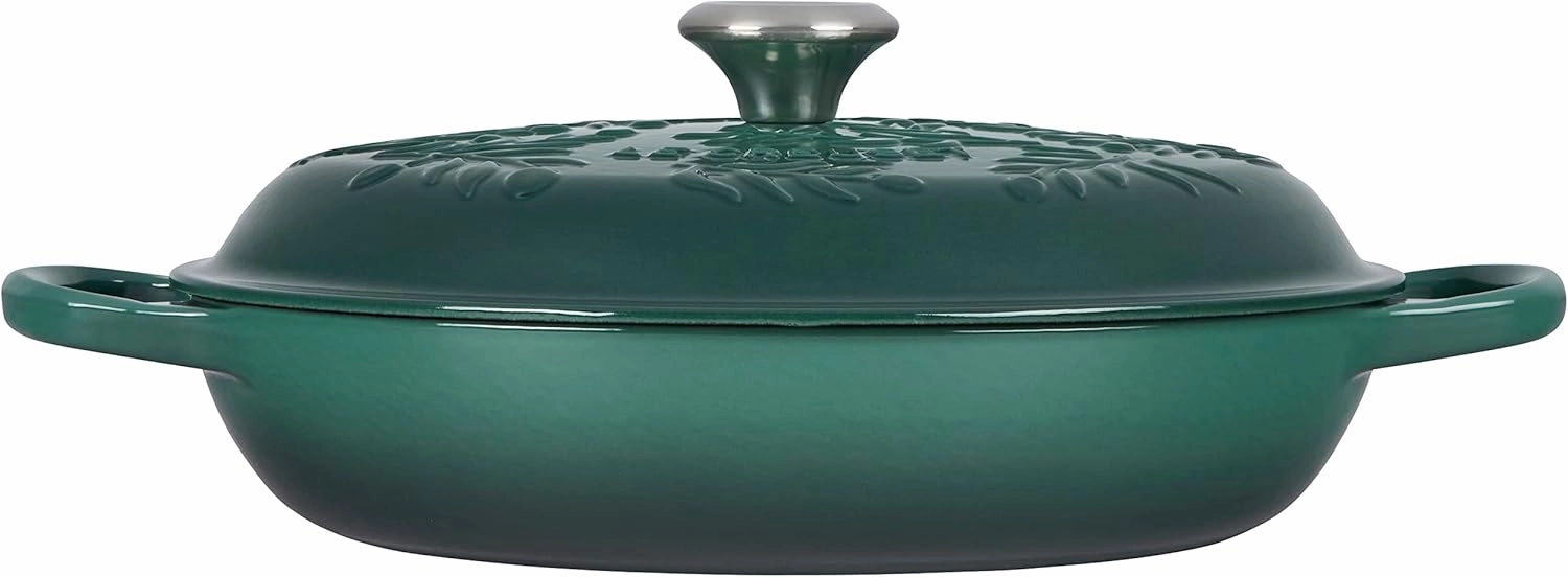 Le Creuset Olive Branch Collection Enameled Cast Iron Signature Braiser, 3.5 qt., Artichaut with Embossed Lid