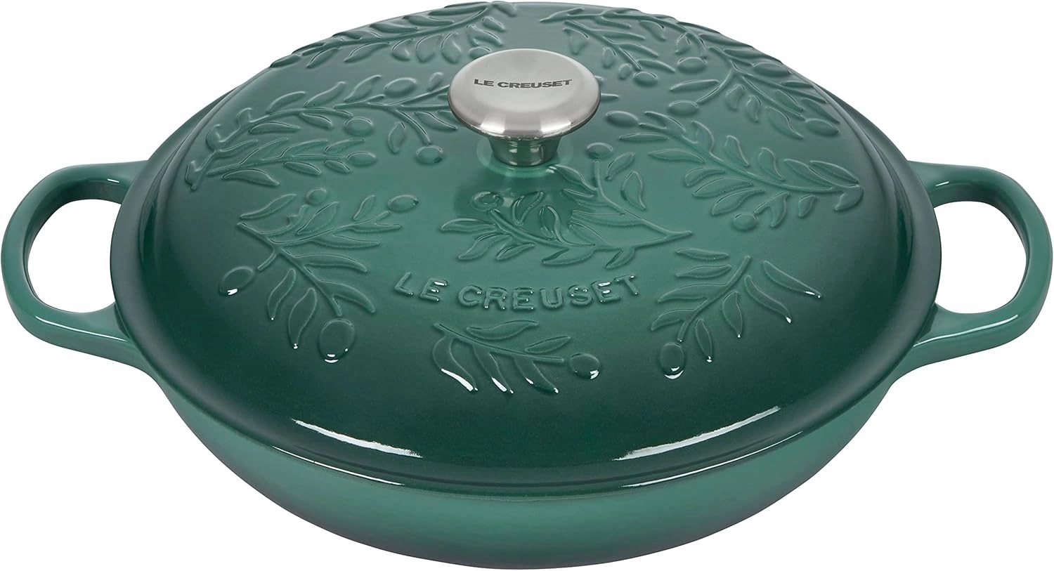 Le Creuset Olive Branch Collection Enameled Cast Iron Signature Braiser, 3.5 qt., Artichaut with Embossed Lid