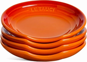 LE TAUCI Ceramic Spoon Rest, Housewarming Present, Coffee Spoon Holder for Kitchen Counter, Stove Top Protection, Kitchen Decor, Accessories for Countertop - 4.9 inch, Set of 4, Gradient Orange