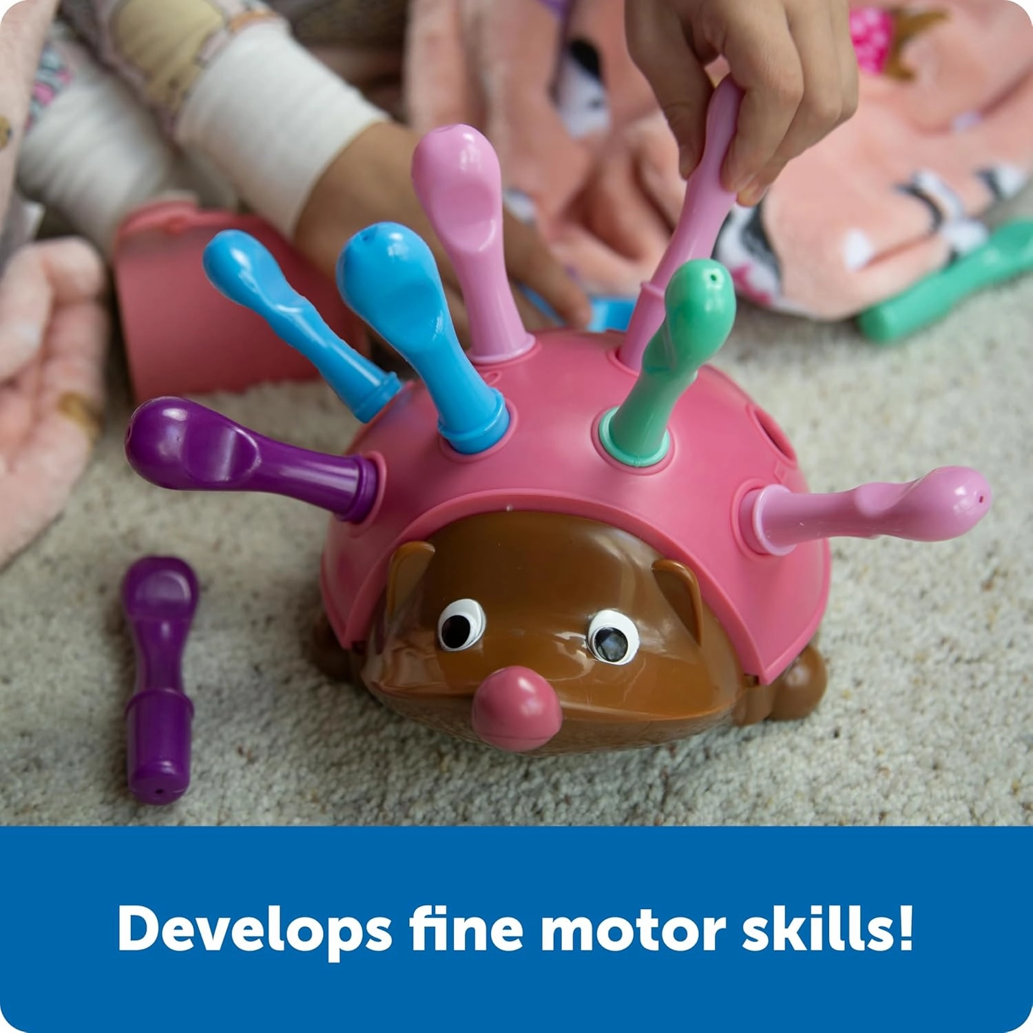 Learning Resources Spike The Fine Motor Hedgehog Pink - 14 Pieces, Ages 18  months Fine Motor and Sensory Toy, Educational Toys for Toddlers, Montessori Toys