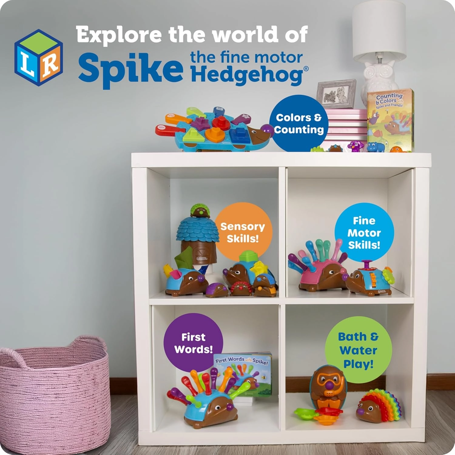Learning Resources Spike The Fine Motor Hedgehog Pink - 14 Pieces, Ages 18  months Fine Motor and Sensory Toy, Educational Toys for Toddlers, Montessori Toys