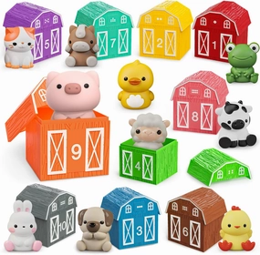 Learning Toys for 1 2 3  Year Old Toddlers, 20pcs Farm Animals Barn Toys Finger Puppets for Kids,Montessori Counting Matching & Color Sorting Toy Set,Easter Christmas Birthday Gift for Baby Boys Girls