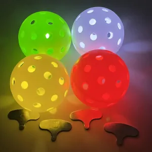 LED Light up Pickleball Ball, Glow in The Dark PickleBalls Balls, 4 Pack Pickleball-Balls Meet USAPA Requirement, 40 Holes Durable in/Outdoor Pickle Ball (RGB)
