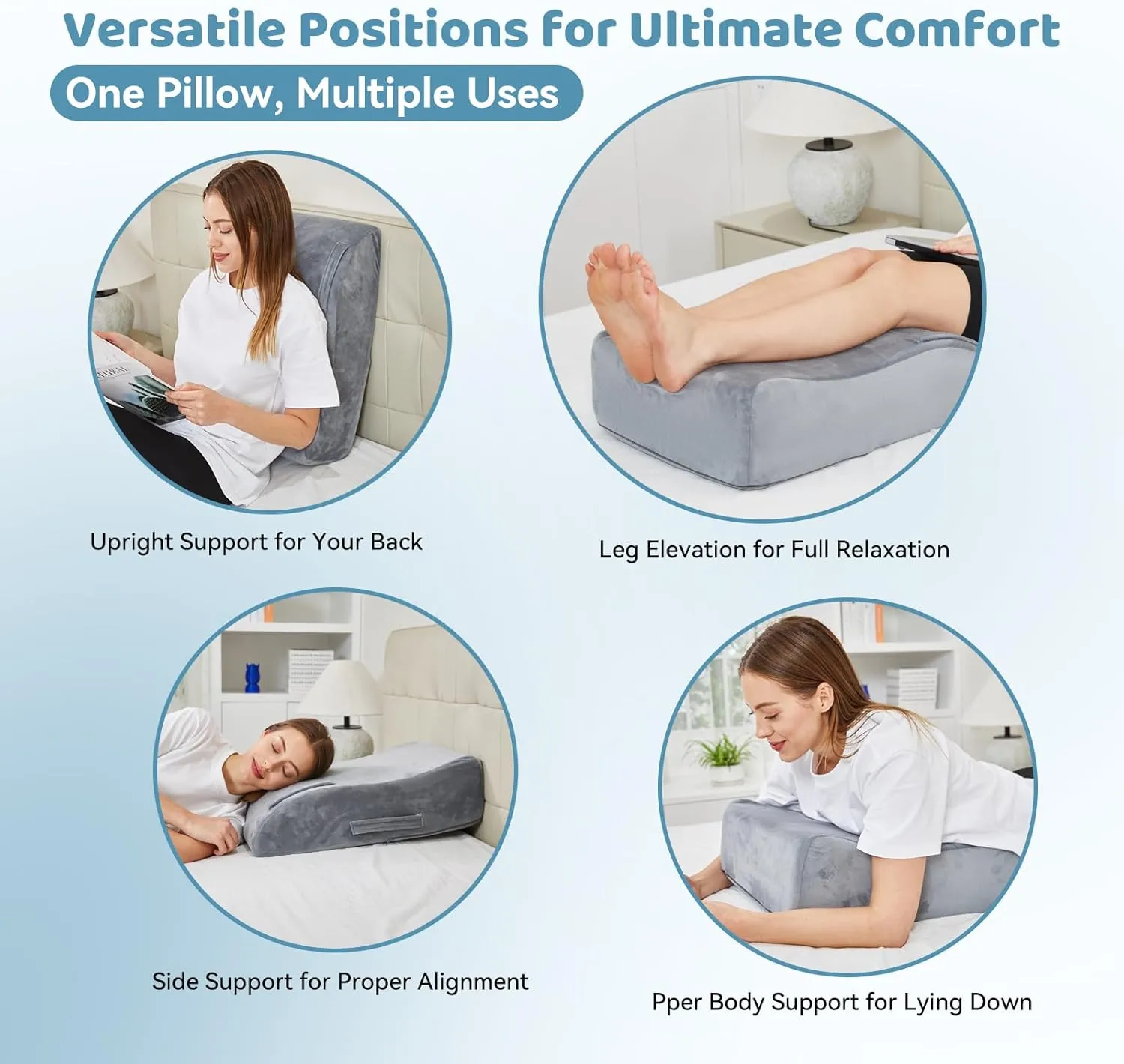 Leg Elevation Pillow,8'' Leg Support Pilllows Elevating Legs for After Surgery,Swelling, Circulation, Back,Hip,Knee Pain Relief,Memory Foam Wedge Pillow for Post Surgery Recovery