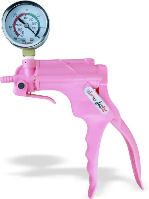 LeLuv JacVac Vacuum Pump with NPT 1/8-27 Threaded Gauge Version - Pink with Gauge