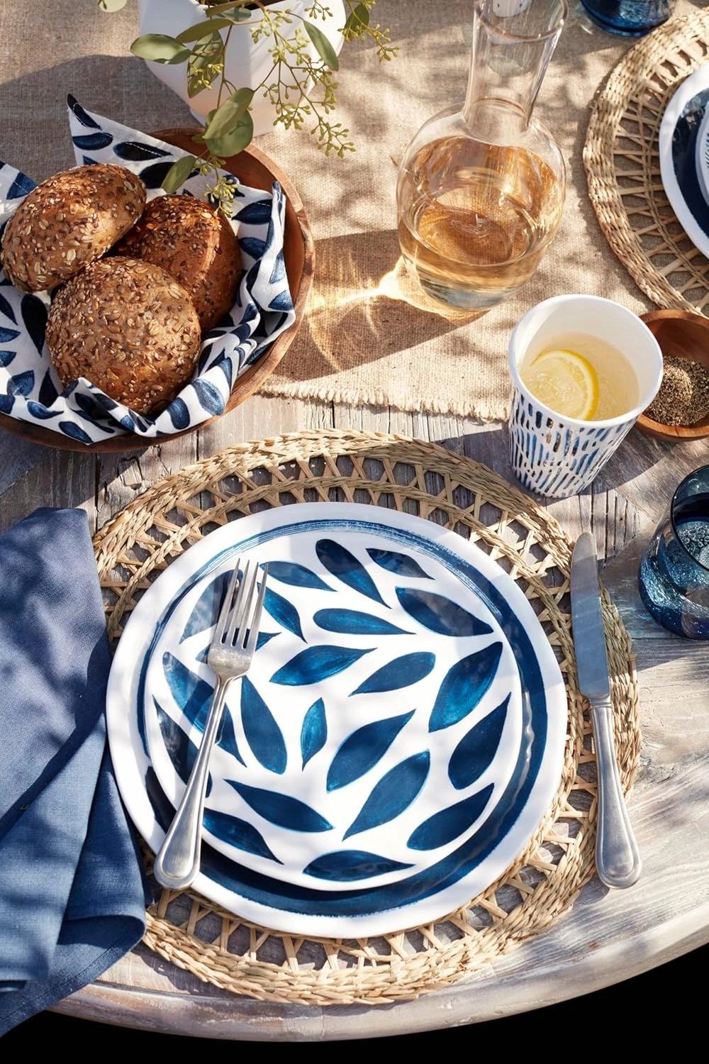 Lenox 895324 Blue Bay Melamine 20-Piece Dinnerware Set, Lightweight Melamine Material