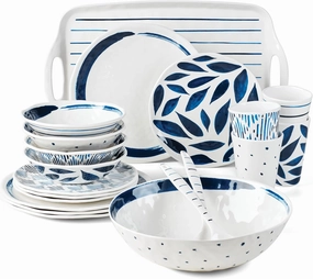 Lenox 895324 Blue Bay Melamine 20-Piece Dinnerware Set, Lightweight Melamine Material