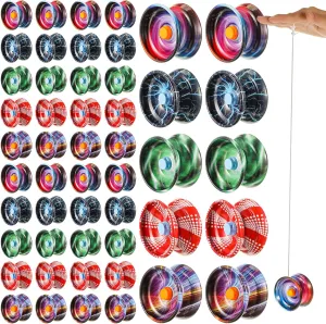 Lenwen 50 Pcs Alloy Responsive Colorful Yoyo Bulk Metal Beginner String Trick Adults Players Auto Return Technology Ball for Beginner Adult Training Party Gift Favor
