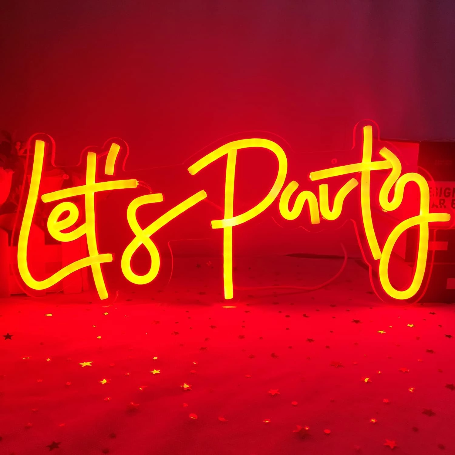 Let's Party Neon Signs Dimmable Neon Light Sign for Wall Decor 16''x 7'' Word LED Neon Sign Art Decorative Lights for Bachelorette Party, Engagement Party, Birthday Party,Wedding Party Red