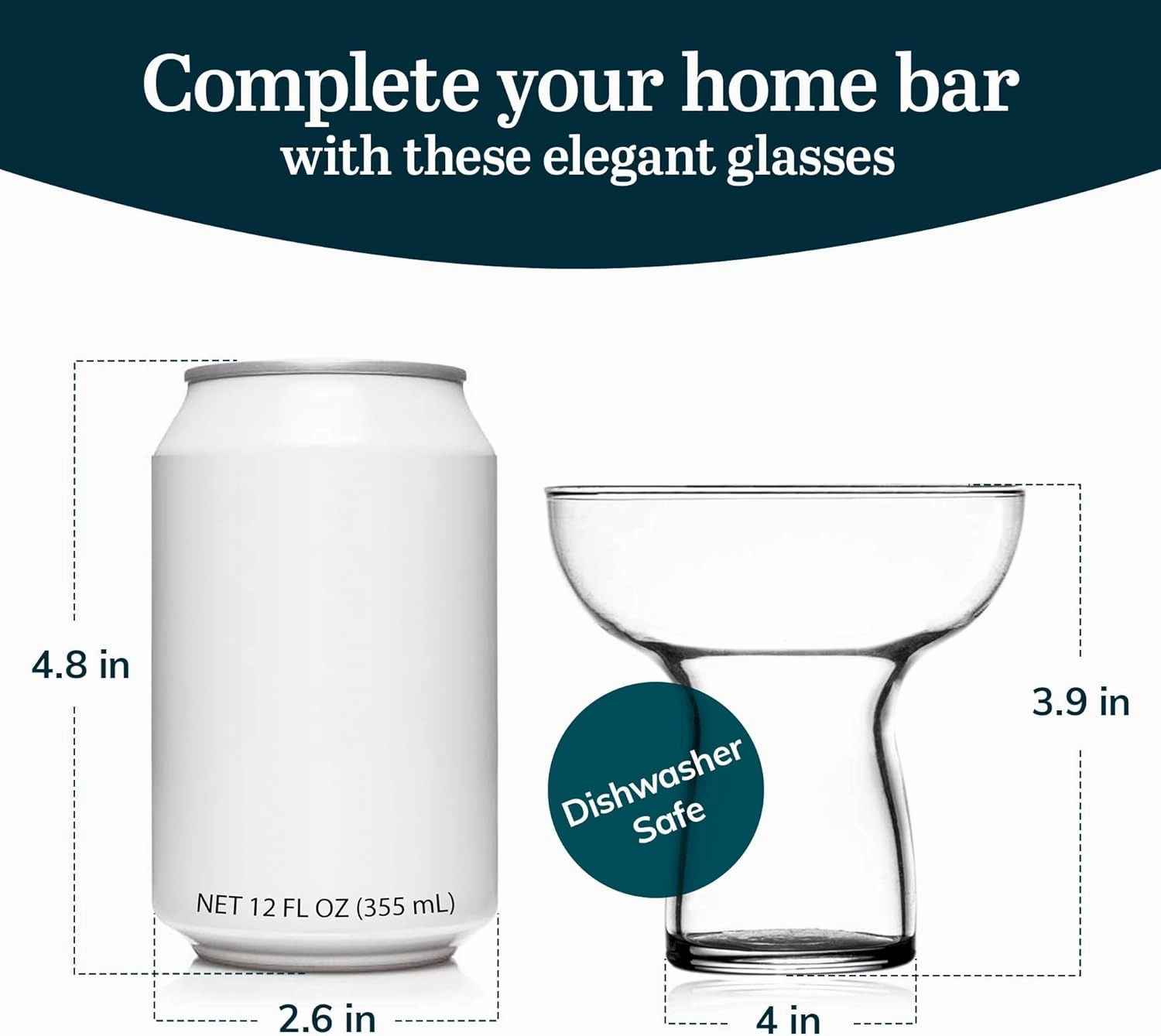 Libbey Stemless Margarita Glasses Set of 6, Modern Margarita Glasses, Lightweight, Unique Bar Glasses, Lead-Free Margarita Set, 10.25 ounces