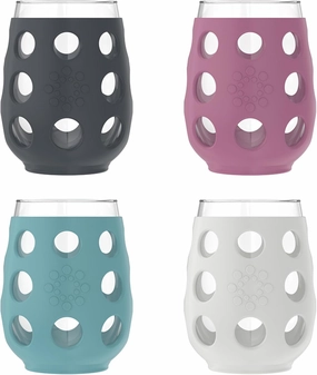 Lifefactory, 4 Count (Pack of 1) 4 Pack Wine Set, Carbon, Dusty Purple, Aqua Teal, Stone Gray