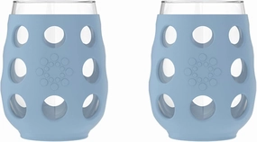 Lifefactory Wine Glass Set with Protective Silicone Sleeve, 2 Count (Pack of 1), Periwinkle