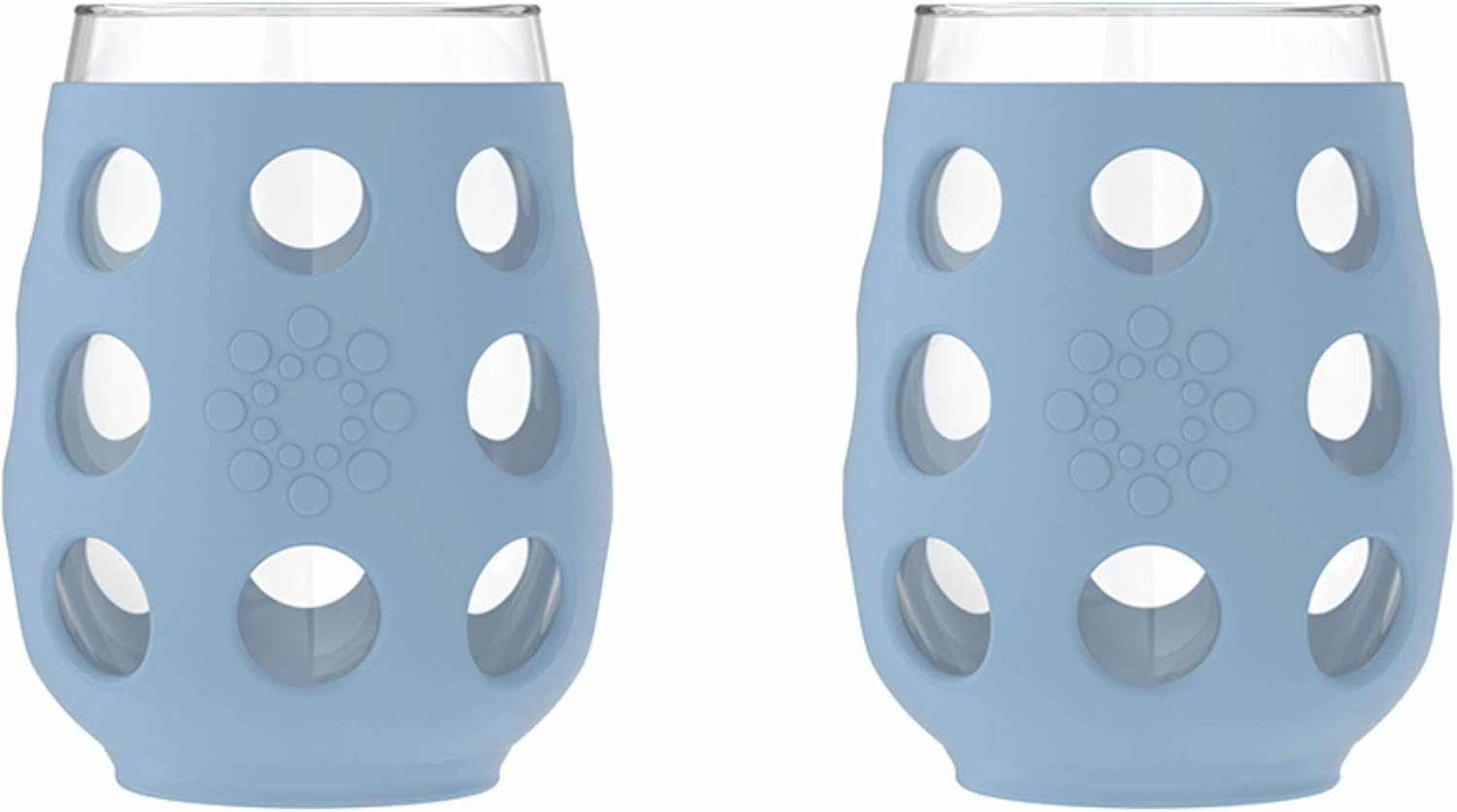 Lifefactory Wine Glass Set with Protective Silicone Sleeve, 2 Count (Pack of 1), Periwinkle
