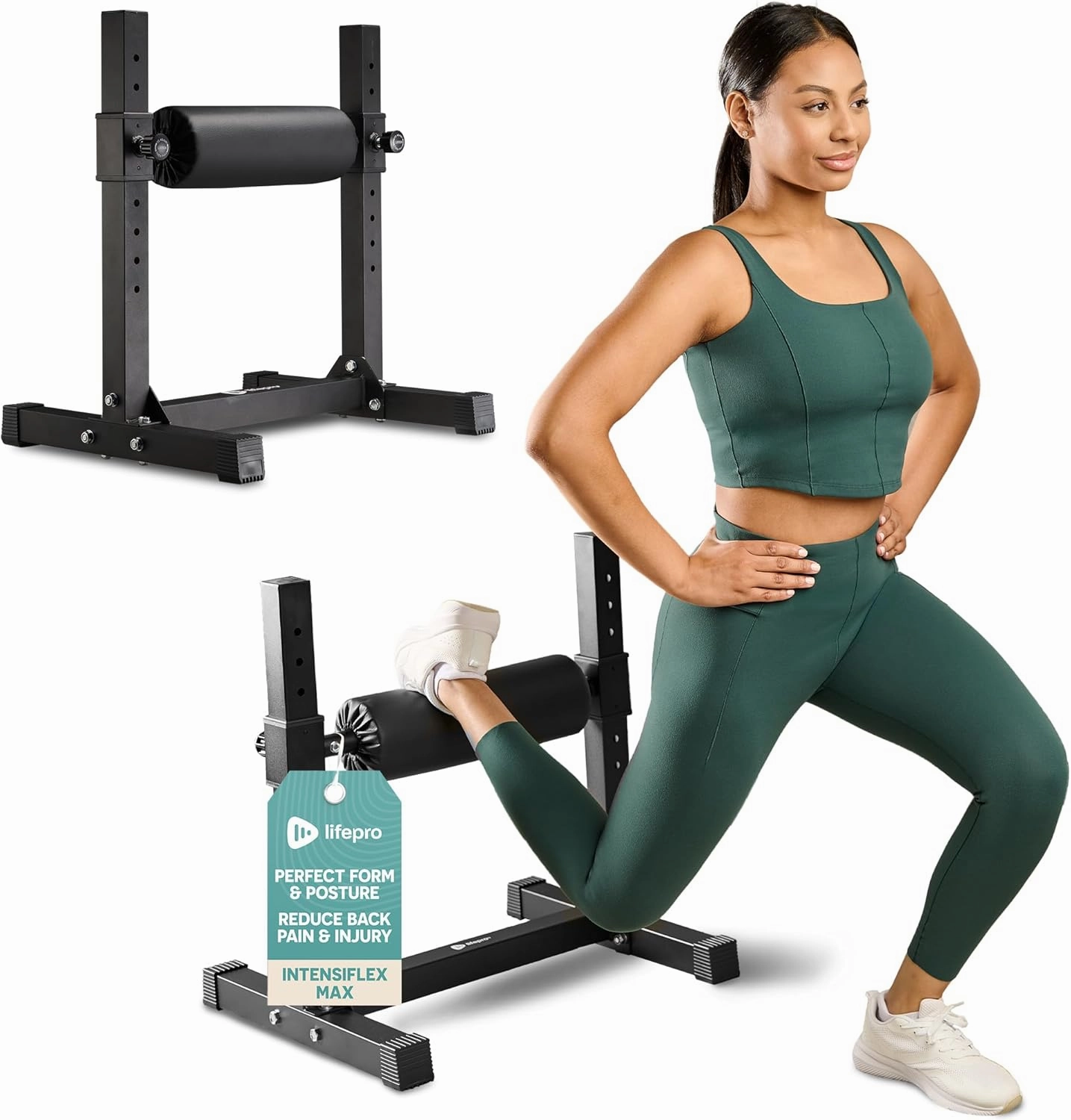 Lifepro Bulgarian Split Squat Stand Max – Adjustable Single Leg Squat Roller Stand for Split Squats & Lunges – 330lb Capacity and 7 Height Levels Padded Foam Roller for Home Gym & Leg Training