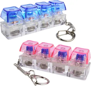 Light-Up 4-Key Fidget Bar Keychain, Clicky Switches with Colorful Glow, 3” x 1” x 0.75” - Color May Vary