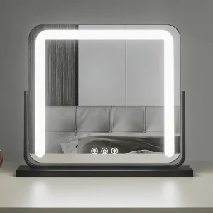 Lighted Makeup Mirror Hollywood Vanity Mirror with Lights, LED Makeup Mirror, Three Color Modes, Smart Touch Control, 360°Rotation, Vanity Mirror with Lights Lighted Makeup Mirror(Black,50x42cm)