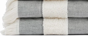 Lightweight Turkish Beach Towel - 100% BCI Cotton, Unbleached Raw Fringe, Oeko-TEX Certified, Absorbent, Eco-Friendly, 36x66 in, 1 lb, Natural Stripe, Portable Sarong Blanket for Pool, Travel, Gift