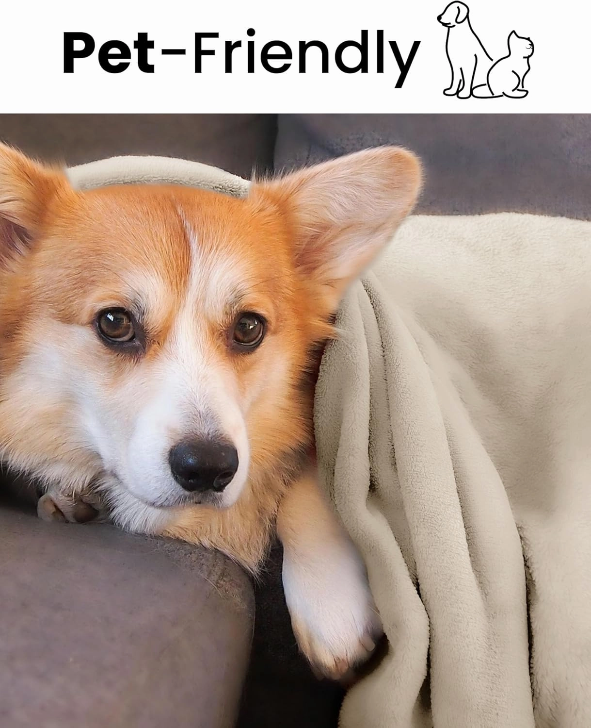 Linen Fleece Blanket Queen Size, Soft Cozy Blankets for Bed and Couch, Machine Washable Luxury Microfiber, Lightweight Portable Plush Blanket for Travel, Camping, Pets, Women, Adults