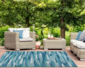 Liora Manne Capri Indoor/Outdoor Handmade Synthetic Blend Durable Area Rug - Contemporary Geometric Casual Colorful (Cloud Aruba) (5' x 7'6")