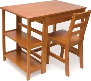 Lipper International Child's Work Station Desk and Chair, Pecan Finish