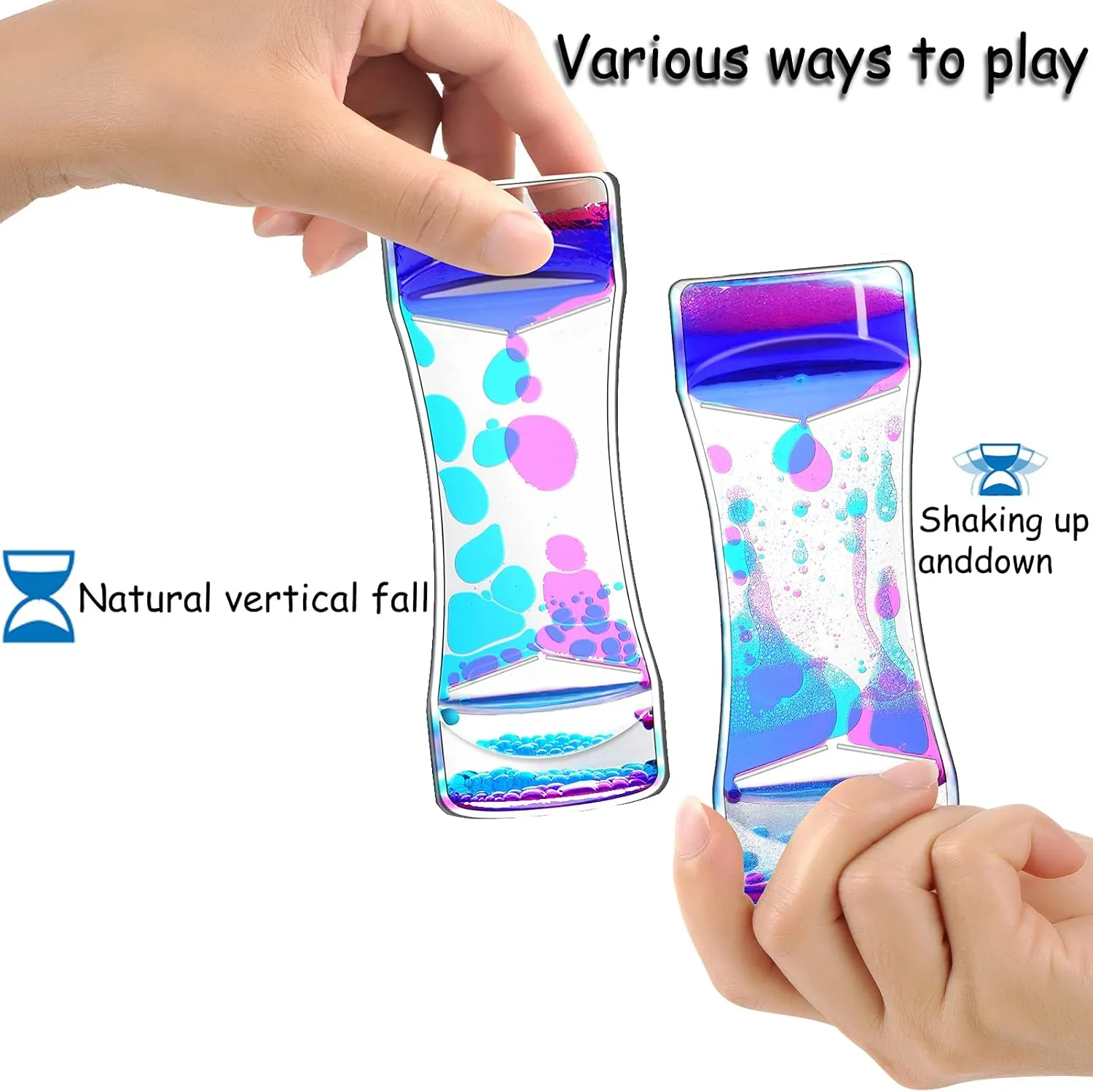 Liquid Motion Bubbler Timer Pack of 8 Great Desktop Colorful Hourglass Liquid Bubbler Small Calming Relaxing Toys Sensory Anxiety Autism ADHD Fidget Toys